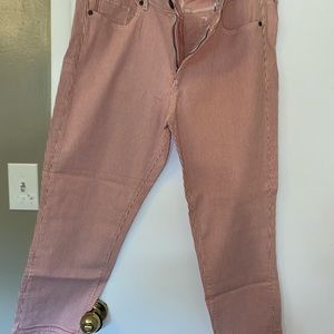 LOFT Women’s Pink & White Striped Denim Jeans